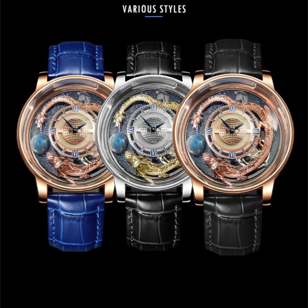 PINDU New Celestial Tourbillon Man Watch: Blue Rose Gold Jacob Co Leather Watch